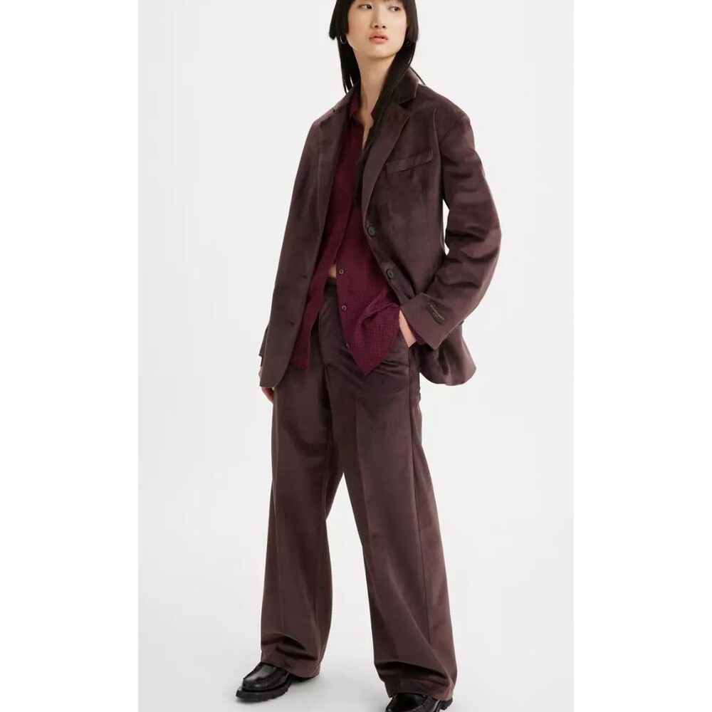 Levi's Baggy Trouser Size 26 Brown Velvet Wide Leg Pants 100% Polyester